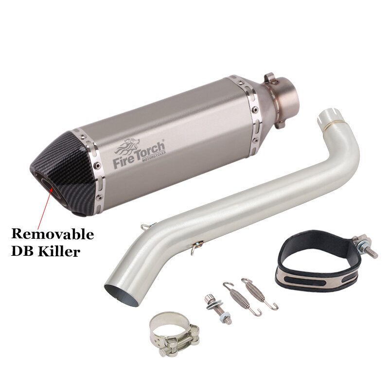 Slip On For VOGE DS525X DS 525X 2023 2024 Motorcycle Exhaust System Escape Middle Link Pipe Connecting 51mm Muffler DB Killer