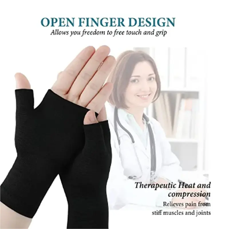 1 Paar Kompression arthritis Halb finger handschuhe, Handgelenk-und Daumens tütz hülse für Unisex, perfekt für Karpal tunnel, Tippen