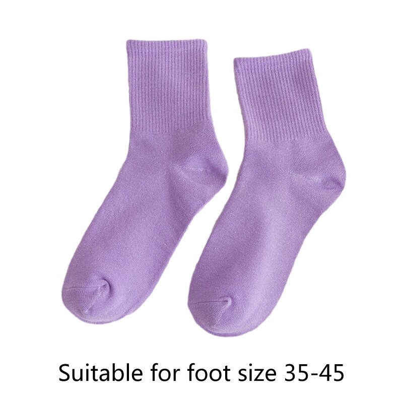 14 Pairs Women Breathable Knitted Cotton Socks Solid Candy Color Harajuku Skateboard Tube Hosiery Gifts