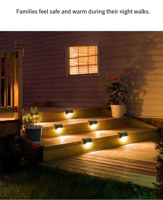 Luzes decorativas impermeáveis da parede solar, Passos do jardim, Cerca da escadaria, Automático Light Up, Ao ar livre