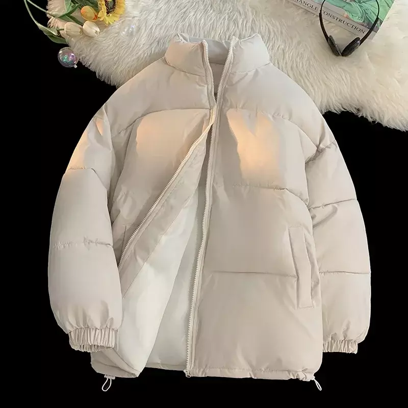 남성용 겨울 재킷, 두꺼운 파카, 따뜻한 코트, 스탠드 캐주얼 칼라 재킷, 단색 파카 코트, 여성 패션, 새로운 스트리트웨어