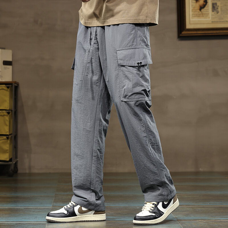Брюки мужские весенние для отдыха, тонкие свободные повседневные удобные штаны для отдыха, в американском стиле, показывают высоту