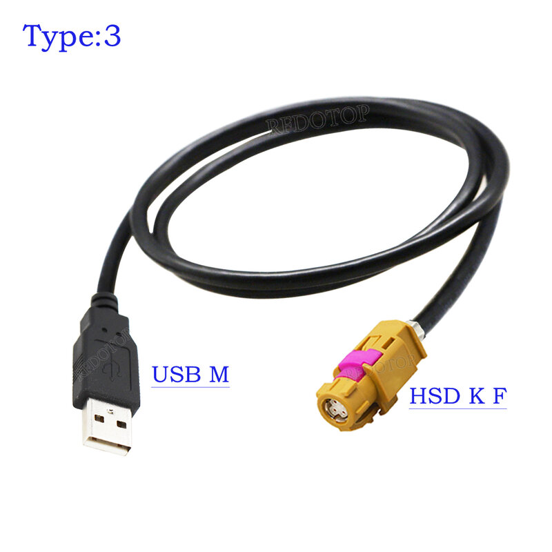 Cable USB macho/hembra a 4 pines HSD, Conector recto macho K, LVDS, unidad principal de coche, pantalla de Control, RCC, NAC, HSD a USB