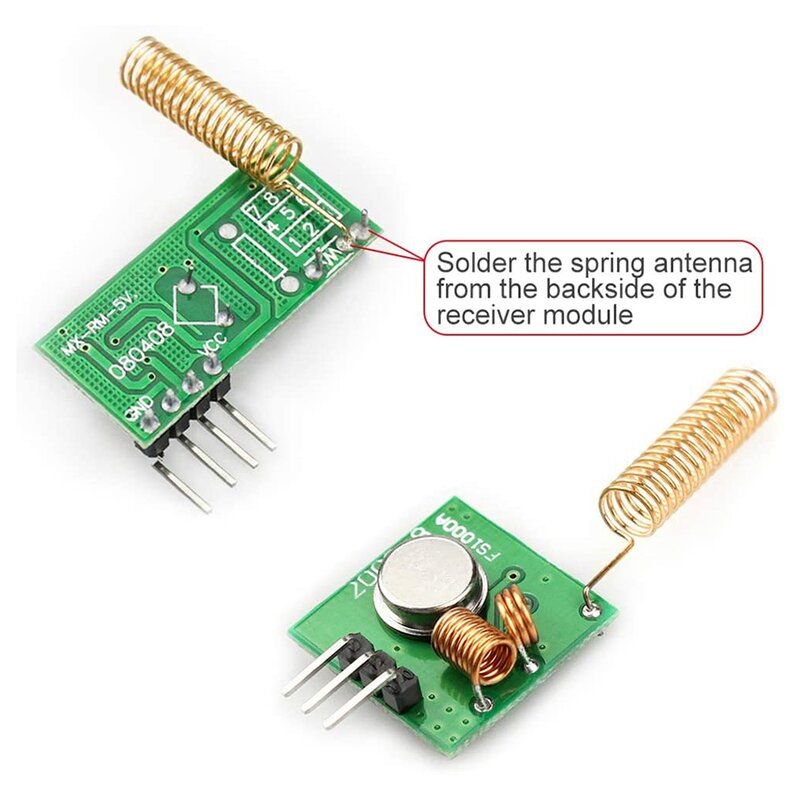 3er-Set 433 MHz Funksender-und Empfänger modul 433 MHz Antenne Spiralfeder-Fernbedienung