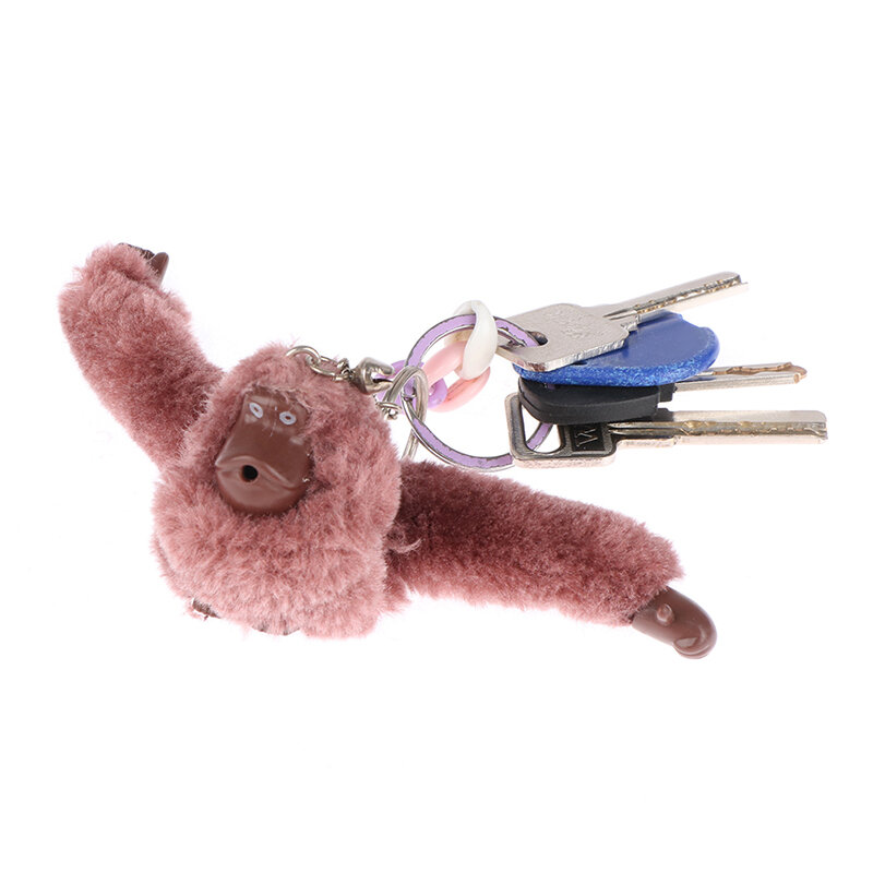 Cute Girl Plush Fur Monkey Key Chain Orangutan Keychain on Pant Women Bag Car Trinket Female Toy