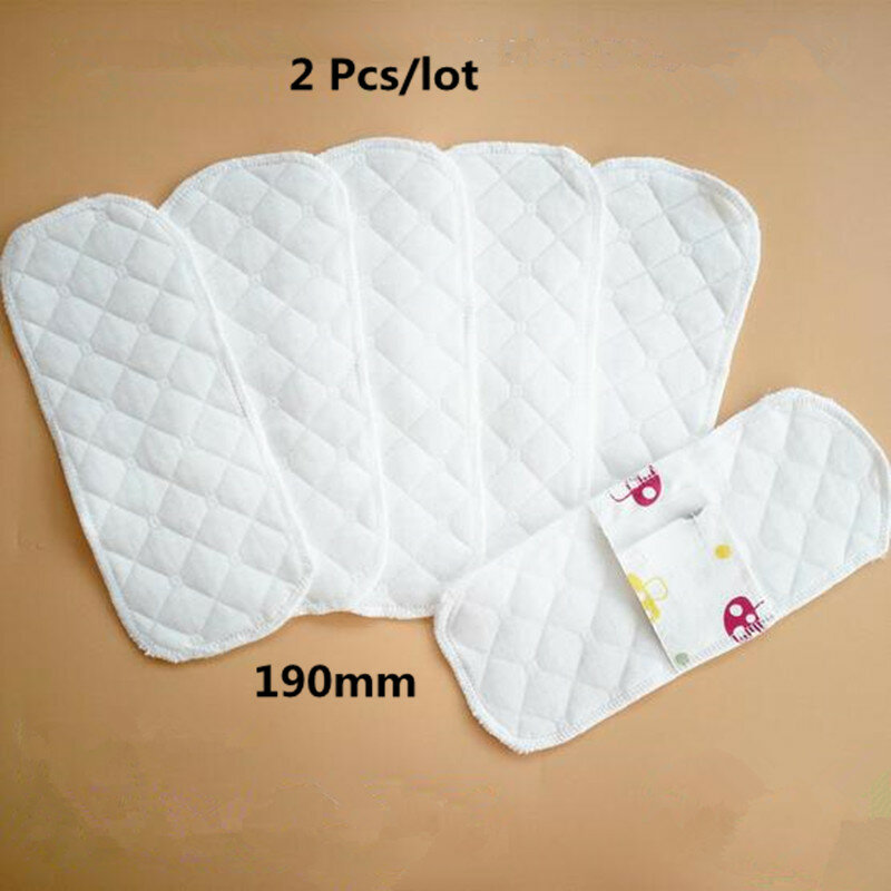 Almohadillas sanitarias reutilizables para mujer, almohadillas menstruales lavables, almohadilla de algodón, paño suave, forro de bragas, higiene femenina, 190mm, 2 uds./lote