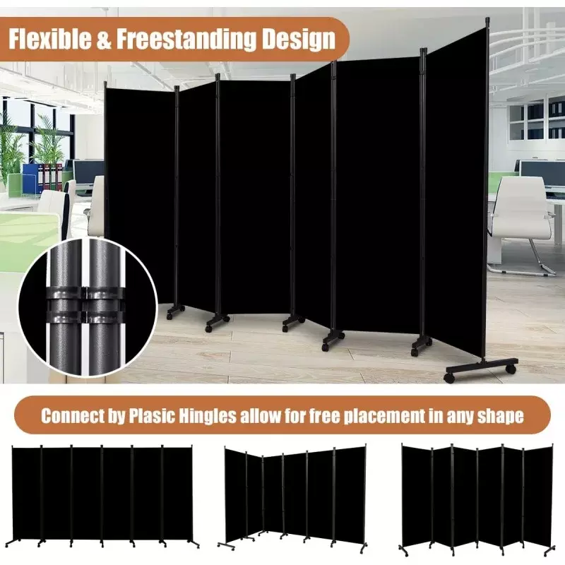 Room Divider Portable 132'' Partition Room Dividers and Folding Privacy Screens 6 Panel Wall Divider for Room Separation, Freest