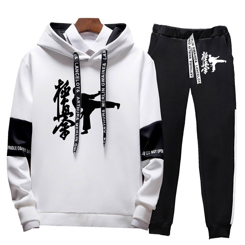 Kyokushin-メンズカワートプリントトラックスーツカジュアルなスウェットシャツとパンツ、長袖、春と秋、新しいファッション、2ピースセット、2023