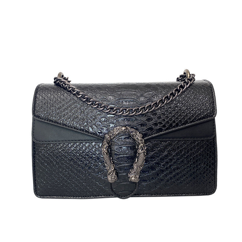 New Fashion Vintage Crocodile Chain Crossbody Bag Senior Sense all Matching Small Square Bag