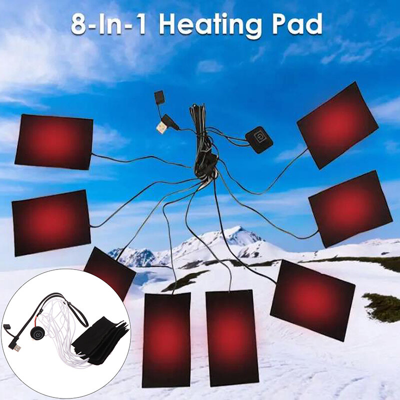 8 In 1 Blanket Heating Pad Electric Jackets Clothes Heating Pad Winter Sports Hiking Vest Heated Warmer Pads Fiber Heater