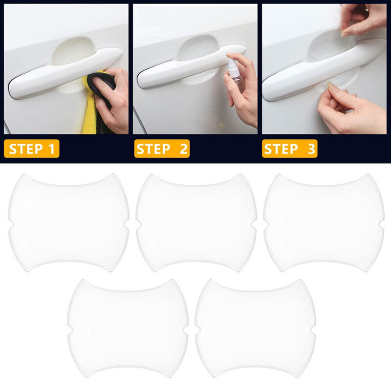 5pcs Invisible Car Door Handle Film Protective Scratches Protector Accessories Transparent White TPU Anti-scratch Stickers