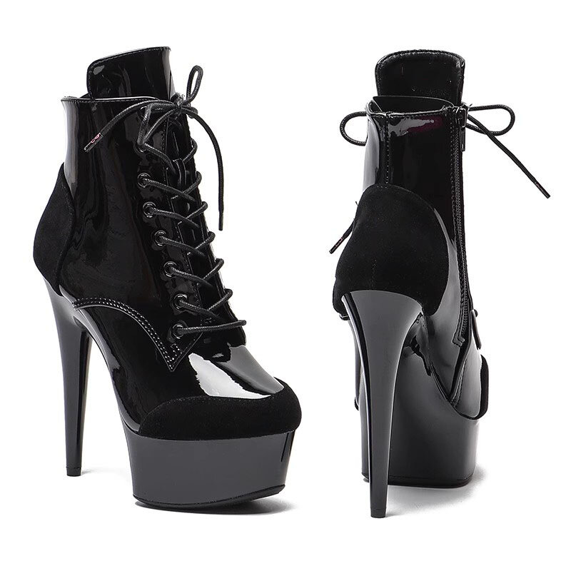 LAIJIANJINXIA-Botines modernos de tacón alto para mujer, botas de plataforma superior de PU de 15CM/6 pulgadas, zapatos de Pole Dance, 064