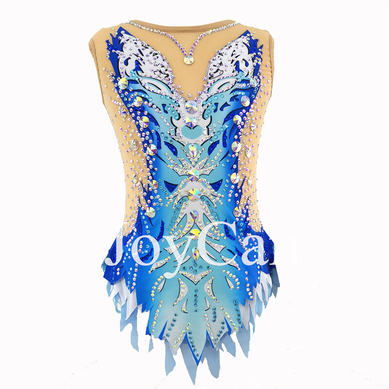 JoyCan-Elegante Collant de Ginástica Spandex para Mulheres e Meninas Azul, Dance Wear para Competição