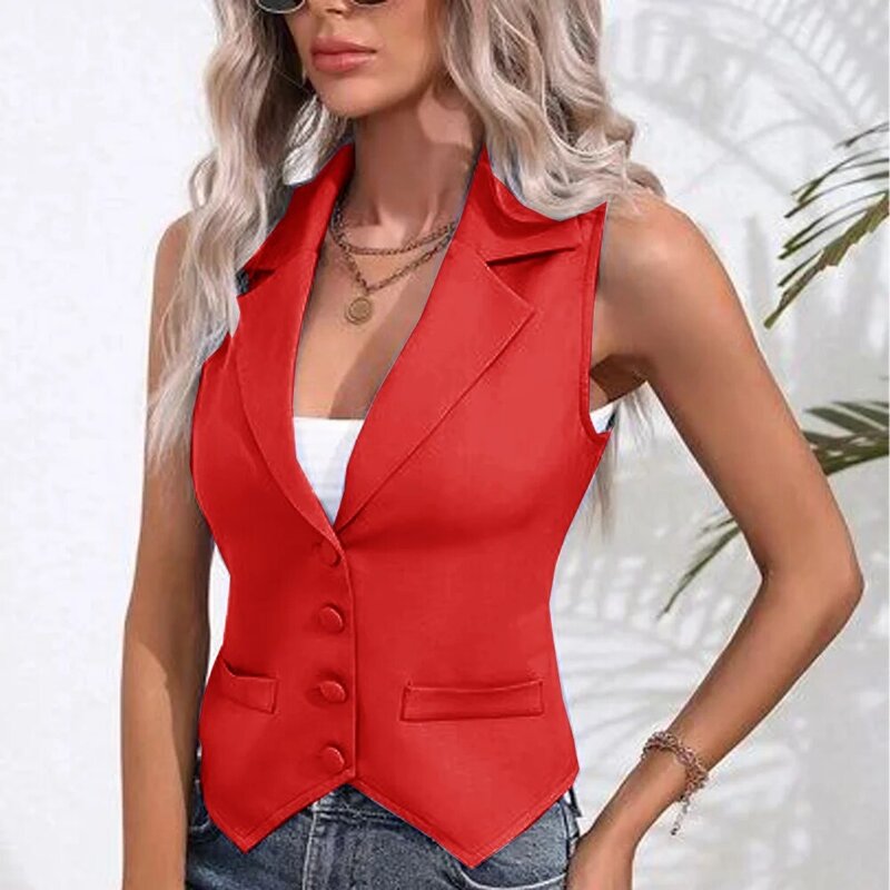 Women's Serge Suit Vest Summer Cool Elegant New in External Clothes Vests for Women Sleeveless Vest Woman Tailored Outerwear