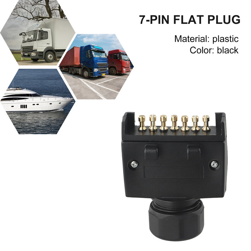 7 Pin Flat Plug Male Connector Australian Standard Boat Caravan Adaptor Connector Plug Socket Flat Trailer Plug Male Socket