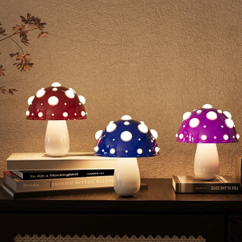 LED Mushroom Lamp USB Charging Port Biomimetic Fly Agaric Desk Light, Suitable for Dormitory, Living Room, Bedside  Study Hotel