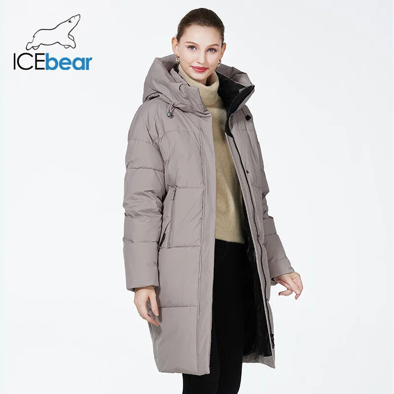 ICEbear 2023 female winter cotton coat long windproof padded jacket casual womens parka GWD3757I