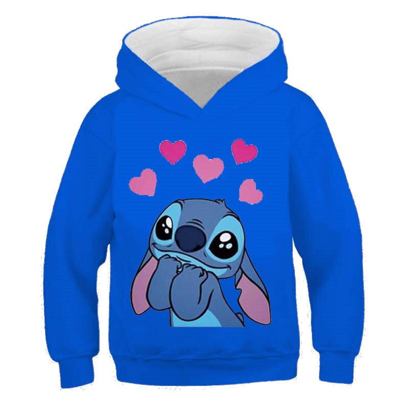 New Stitch Hoodies Girls Sweatshirt Autumn And Winter Long Sleeve Harajuku Pullovers Disney Series Stich Casual Hooded Tops
