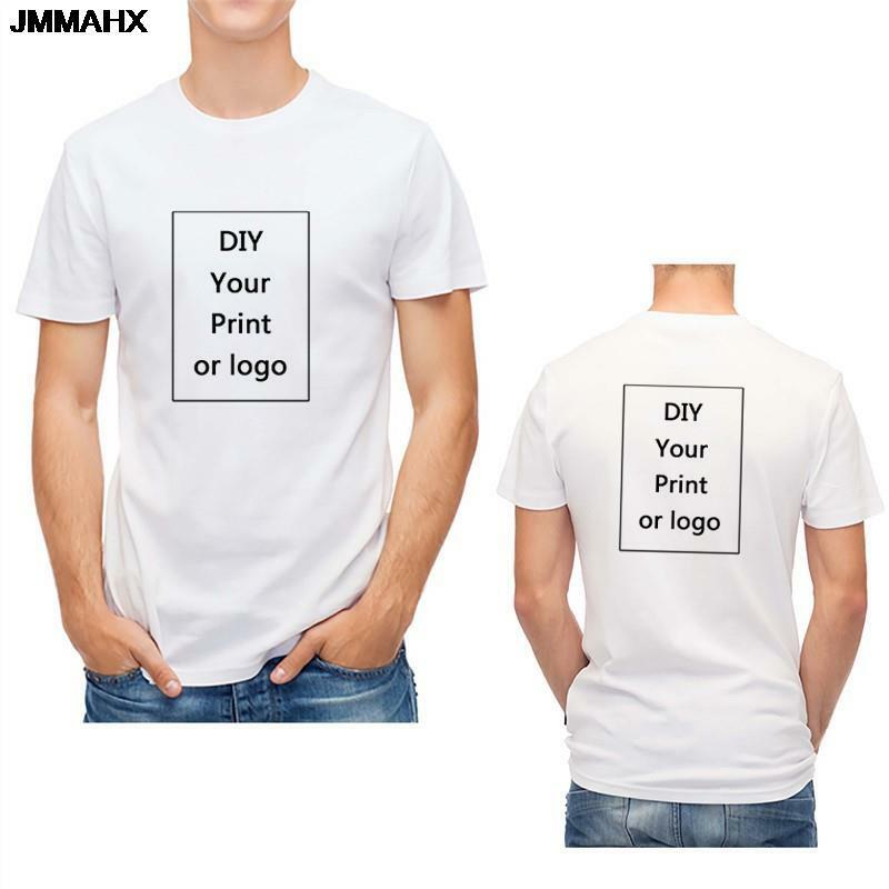Aangepaste Mode Afdrukken Mannen T-shirt Harajuku Diy Foto Logo Merk Tops Tees Unisex T-shirt Mannen Kleding Casual Wit tshirt