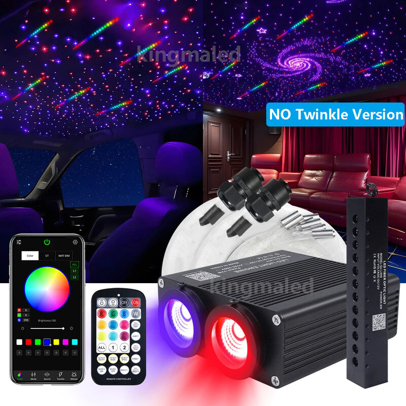 32w Dual Port Glasfaser Stern Decke Kit mit RGB Meteor Effekt App Auto Dach Sterne Glasfaser für Sternen himmel Auto Decke