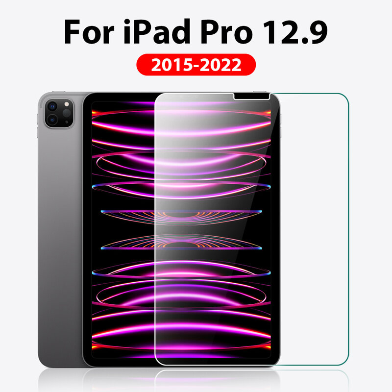 Protetor de Tela de Vidro Temperado para iPad, Película Protetora para Pro 12.9, 12, 9, 1st, 2nd, 3rd, 4th, 5th, 6th, 12.9, 2018, 2020, 2021, 2022