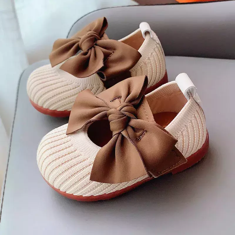 Zapatos con lazo para Bebé y Niño, zapatillas informales de suela suave y transpirable, de princesa, de algodón, D784