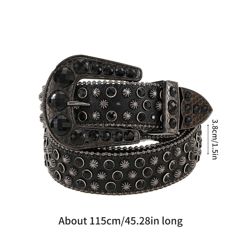 Y166 Cinturón diamantes imitación Cinturón ajustable con hebilla para adolescentes Falda Pantalones Resistente desgaste