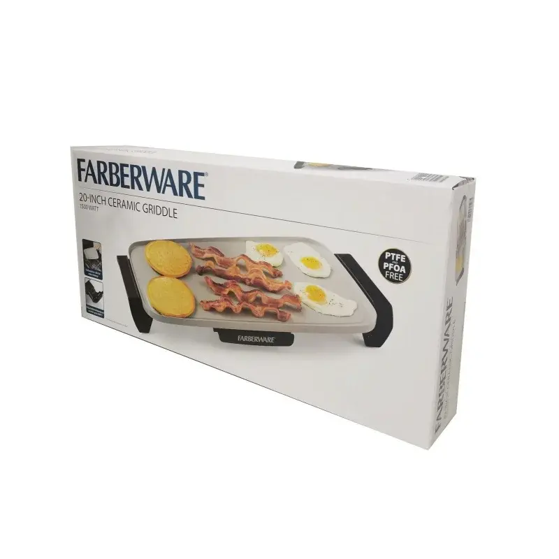 Farberware-Plaque chauffante à revêtement céramique antiarina, gris, 10x20 pouces, nouveau