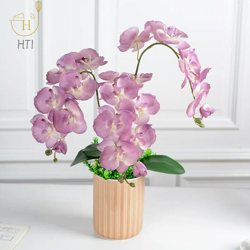 Orquídea Borboleta Artificial, 3D Phalaenopsis Simulação Flor, Real Touch Plantas, Casamento, Casa, Decoração de Natal, 8 cabeças