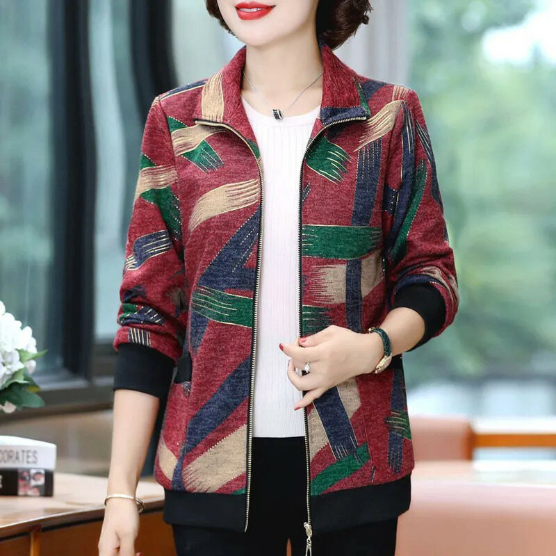 Spring Autumn Short Casual Jacket Women 2024 New Loose Square Collar Thin Coat Fashion Plaid Printing Outerwear Female