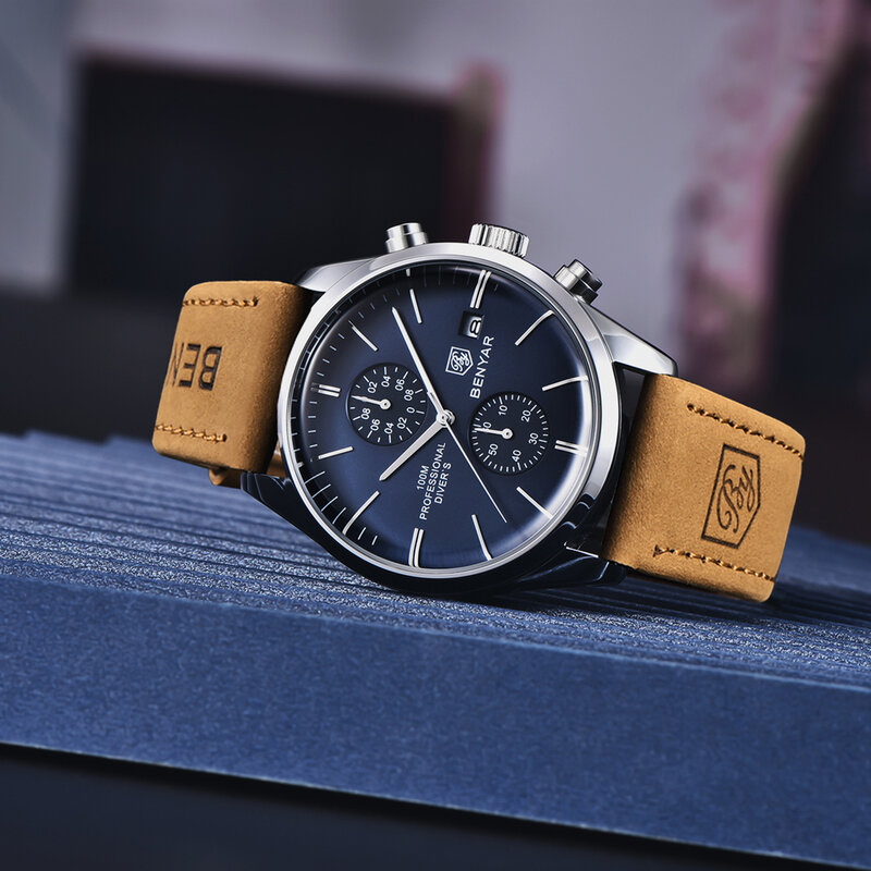 Benyar homens relógios de luxo da marca superior quartzo relógio masculino 2023 esportes relógio para masculino cronógrafo militar relógio masculino