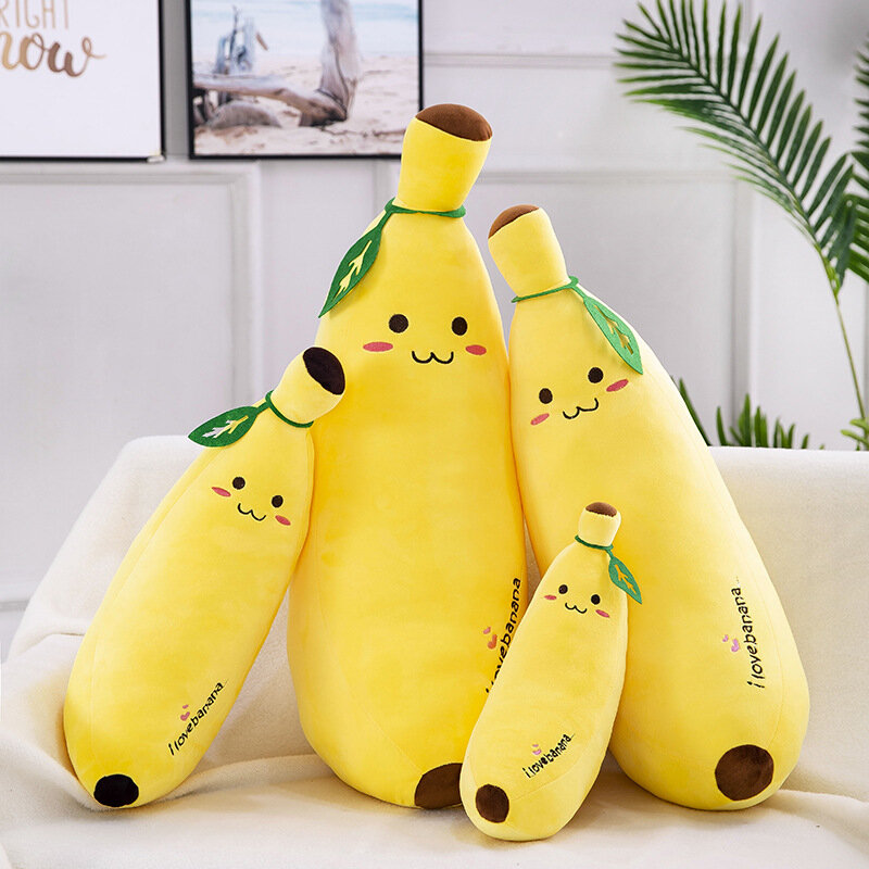 Criativo Cartoon Banana Plush Pillow para crianças, travesseiro bonito de plantas recheadas, almofada do sofá, brinquedos macios para meninas e meninos, criança presentes