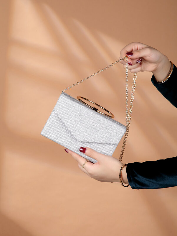 Glamorous, Elegant, Exquisite, Stylish, Luxury, Shiny Mini Square Bag Ring Handle Flap Glitter Glamorous Evening Bag