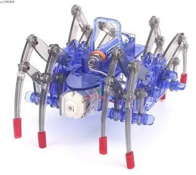 لعبة روبوت زاحف عنكبوت كهربائية ، تقنية ذاتية الصنع ، إنتاج صغير ، مواد مجمعة ، لعبة علوم ، هدية ، صندوق ألوان
