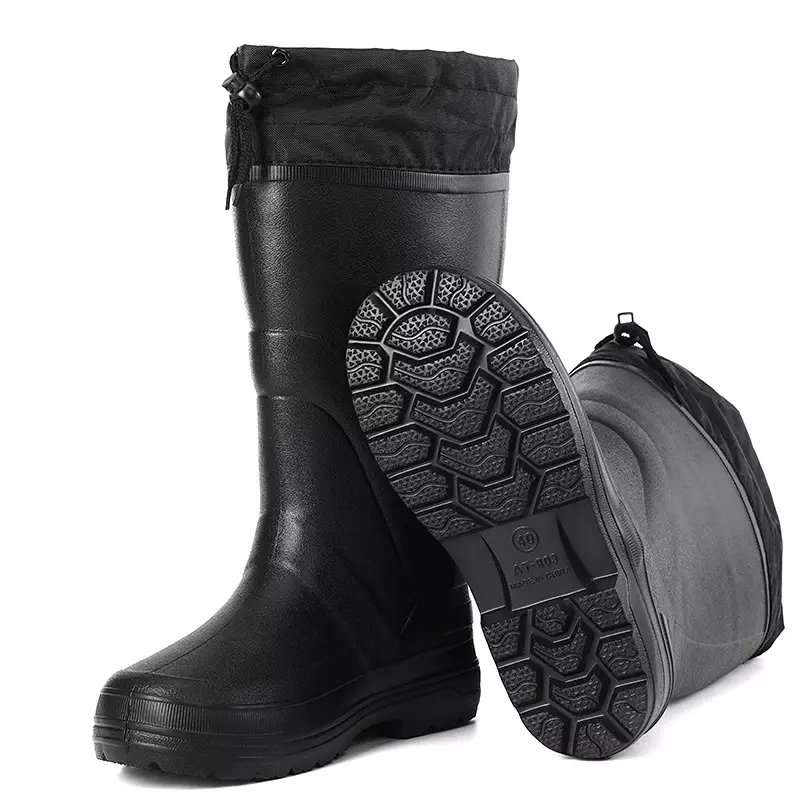 Мужские Непродуваемые ботинки, высокие сапоги для дождя, на платформе, теплые зимние ботинки без застежки, с хлопковой подкладкой, с защитой от ветра