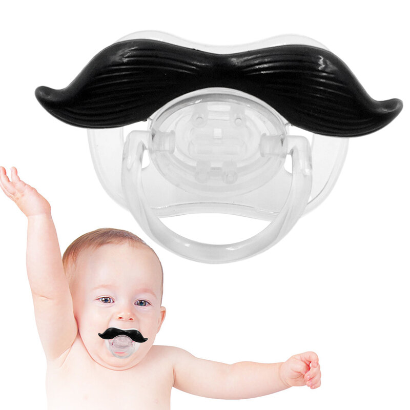 Baby Funny Pacifier Portable Cute Pacifiers with Funny Beard Cute Kissable Mustache Pacifier for Babies and Toddlers Unisex