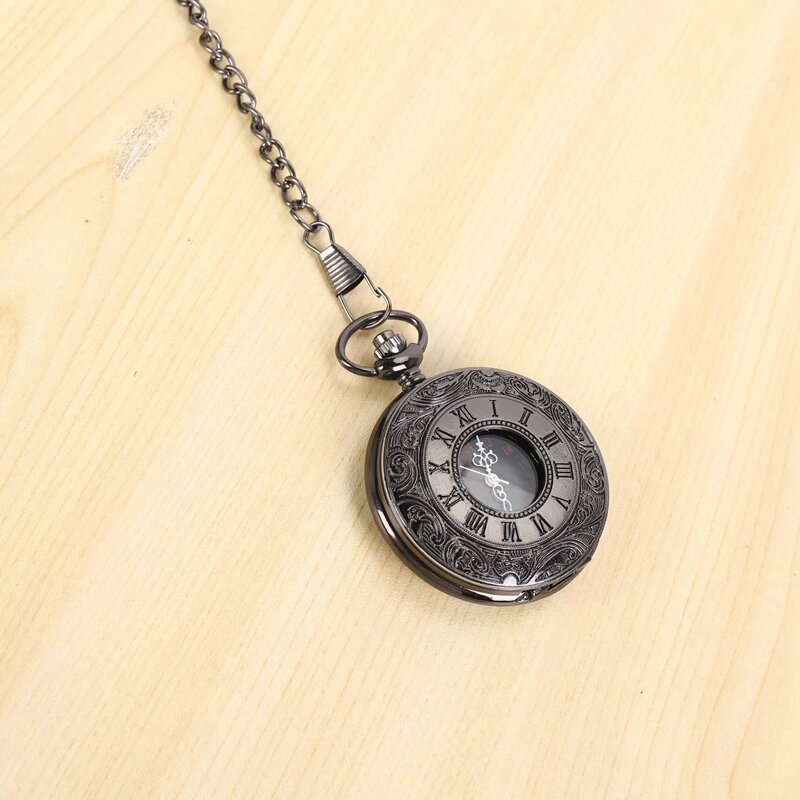 3X винтажные часы в стиле стимпанк, черный, Римский стиль, кварцевый кулон, карманные часы, подарок