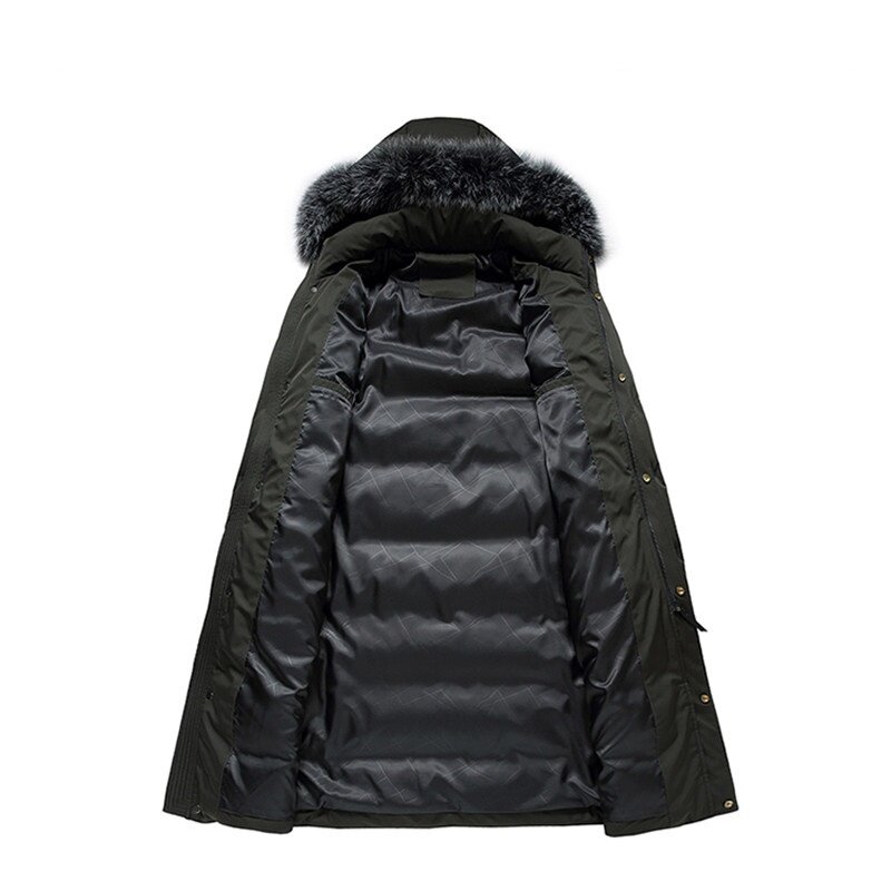 KOLMAKOV 남성용 두꺼운 후드 코트, 모피 칼라 플러스 롱 남성, 화이트 덕 다운 재킷, 최고 품질, 2024 겨울