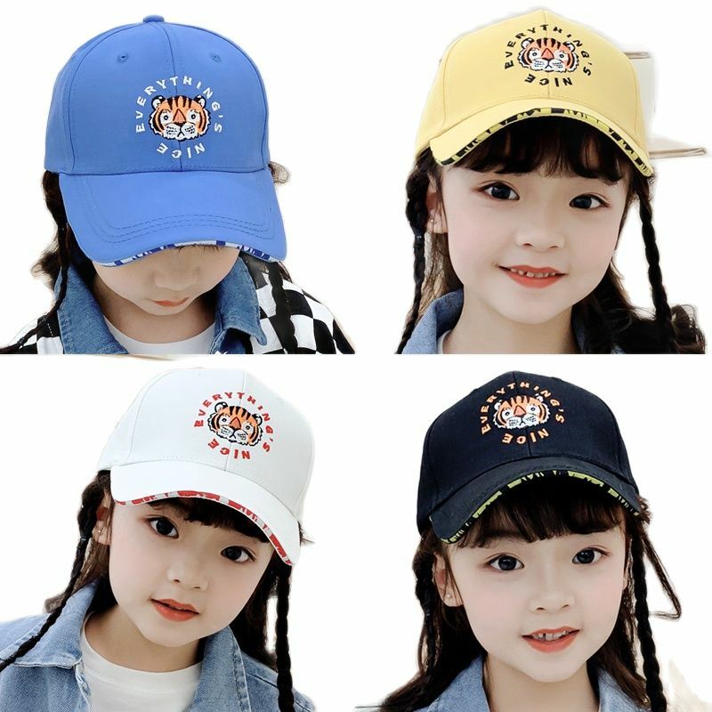 Doitbest Topi Bisbol Anak untuk Anak Perempuan Laki-laki Topi Tabir Surya Musim Panas Topi Anak Bordir Harimau Hip Hop Kasual Topi Anak 2-7 Tahun