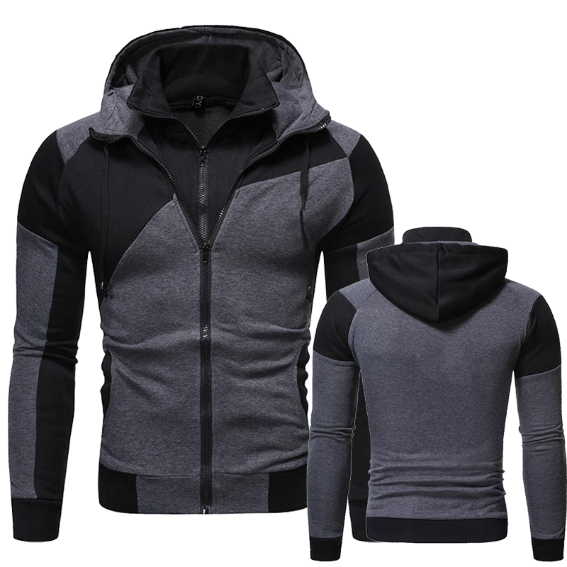 Autumn And Winter Hoodie Fashion Double Zipper Hoodie Mens Tracksuit Sports Wear Pullover Sweatershirt