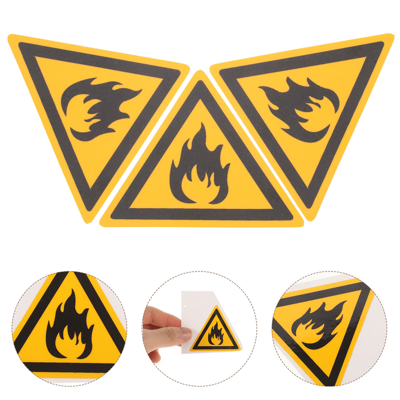 3pcs Caution Hazard Sticker Warning Sticker Caution Sign Decal