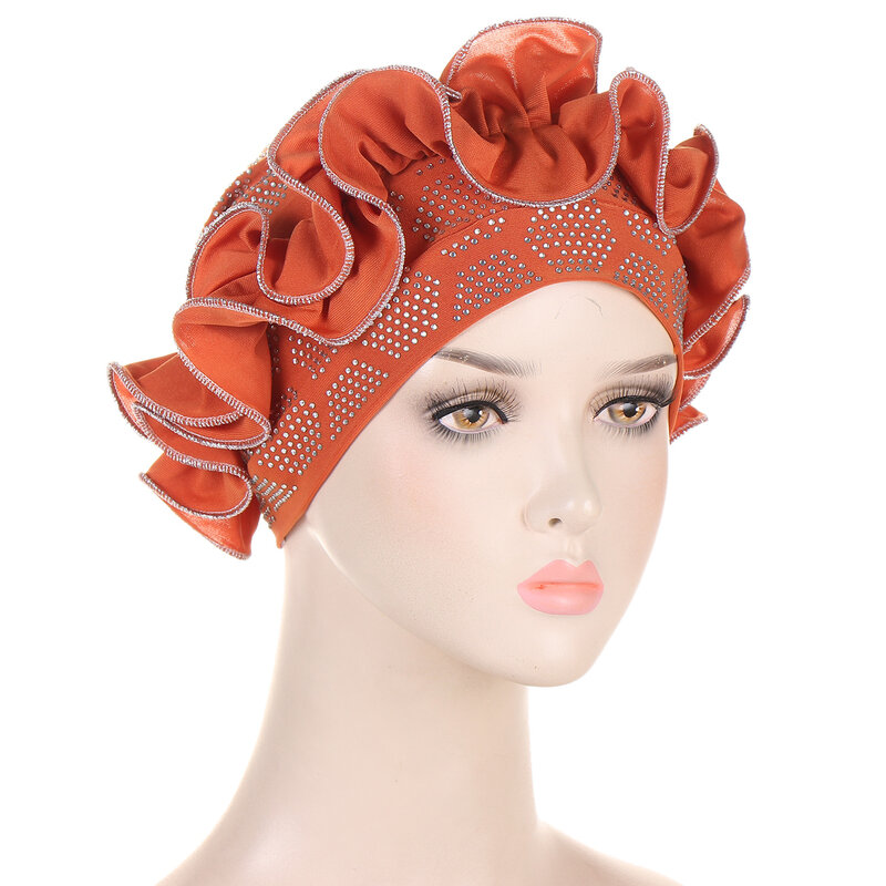 Fashion Style African Women Solid Color Headtie African Caps Turban Head Scarf Headwraps for Women Muslim Fashion Hijab