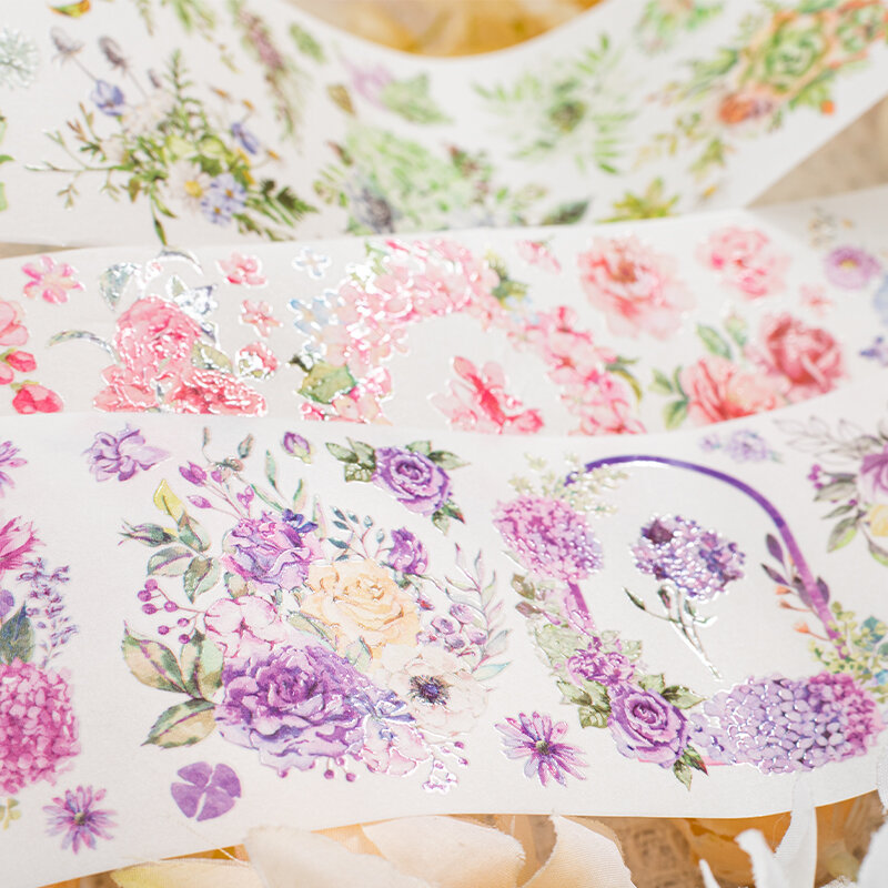 Yoofun-Cinta Washi de flores para diario, decoración de álbumes de recortes, cinta adhesiva Floral, papelería para hacer tarjetas, 6,5 cm x 2m