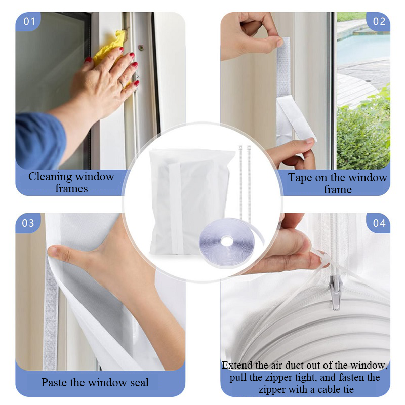 Universal Air Lock Window Seal Cloth Plate 3/4m Hot Airs Stop Conditioner Outlet Window Sealing Kit For Mobile Air Conditioner