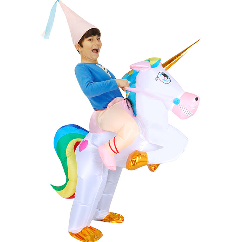 Disfraz inflable de unicornio para niños y niñas, traje de Cosplay para fiesta de carnaval, Halloween, mascota de Animal, Anime