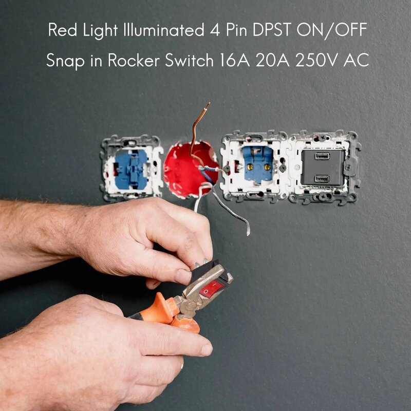 Rotes Licht beleuchtet 4 Pin dpst Ein/Aus-Schnapp schalter 16a 20a 250V AC
