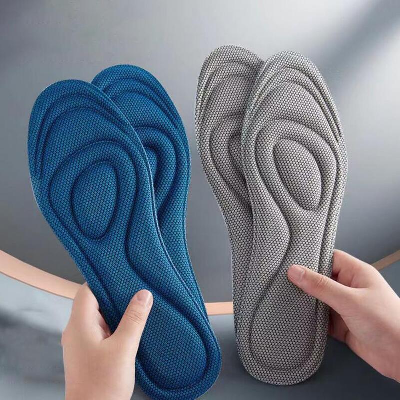 1 Pair Women Men Insoles 3D Design High Elasticity Anti-slip Soft Breathable Sweat Absorption Sponge Nano Deodorant For Sports