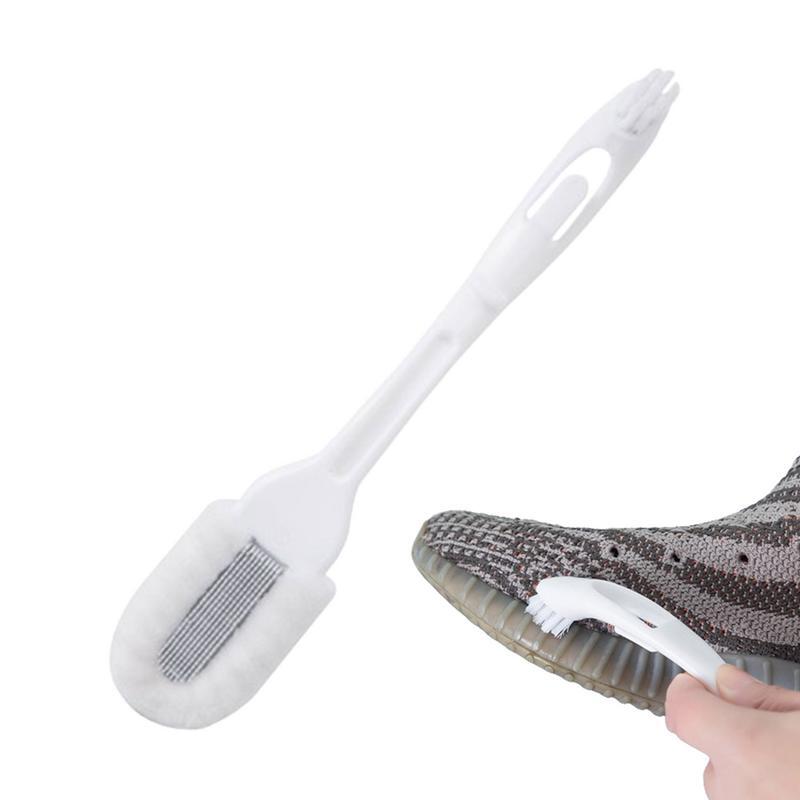 Sikat pembersih sepatu pegangan panjang sepatu dua ujung sikat pencuci serbaguna alat pembersih rumah tangga efektif pada