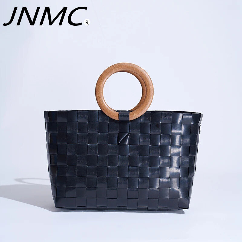 Простая Женская плетеная ручная сумка JNMC на плечо 2024, последняя богемная мода, подходит для повседневного выхода