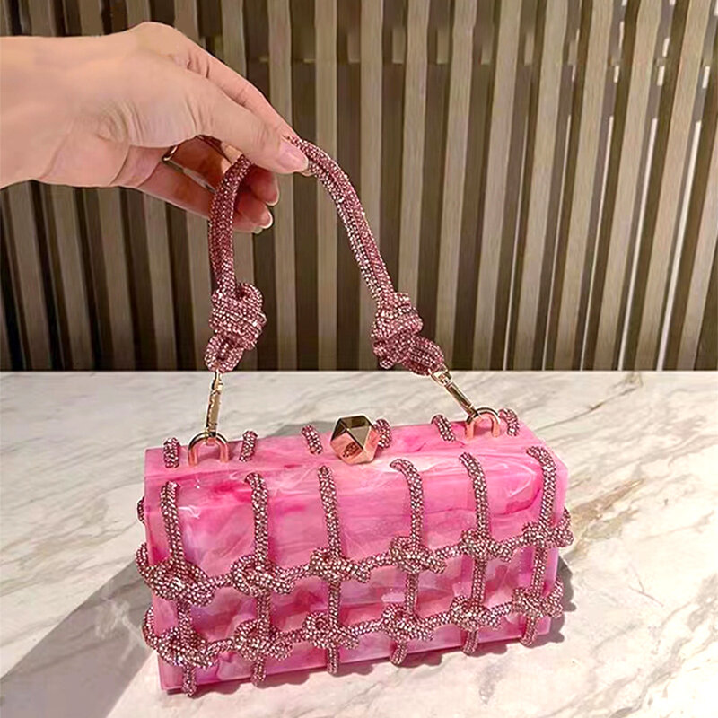 Torba akrylowa JIOMAY​Portfele damskie marka luksusowe torebki markowe makijaż imprezowy kopertówki torby z grubej bawełny twarde torebki wieczorowe moda